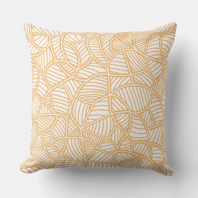 Random Leaf Mosaic Pale Orange Throw Pillow (Front)