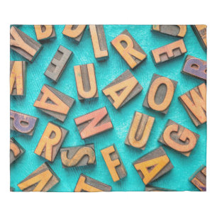 random letters overhead background - vintage lette duvet cover