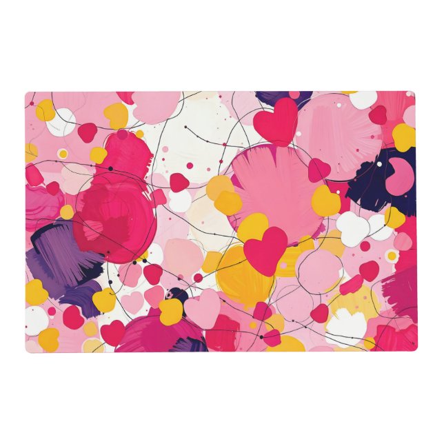 "Random Love Thoughts" - Colourful Abstract Placemat (Front)