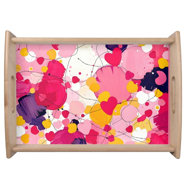 "Random Love Thoughts" - Colourful Abstract Serving Tray (Front)