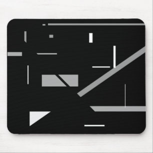 Random Mostly Gray on Black Geometric Abstract Mouse Pad