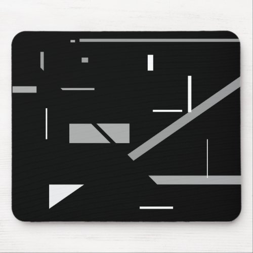 Random Mostly Gray on Black Geometric Abstract Mouse Pad
