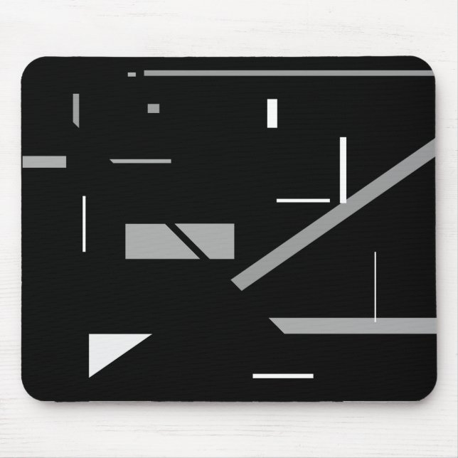 Random Mostly Gray on Black Geometric Abstract Mouse Pad (Front)