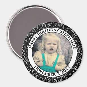 Random Number Pattern 70th Birthday Black/White Magnet