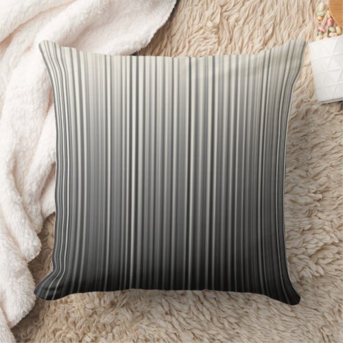 Random Pin Stripe Lines Gradient Black Grey Cream Throw Pillow