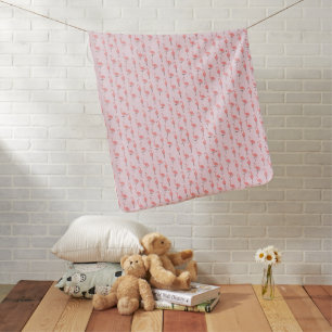 Random Pink Flamingo Bird Pattern Baby Blanket