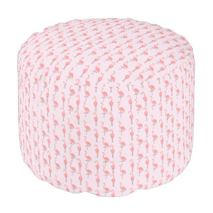 Random Pink Flamingo Bird Pattern Pouf