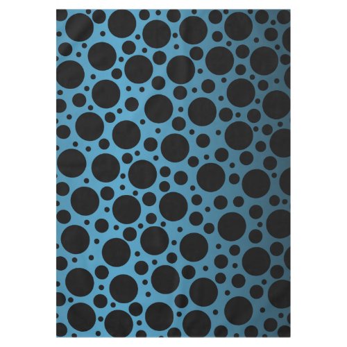 Random Polka Dots _ Peacock Blue to Black Gradient Tablecloth