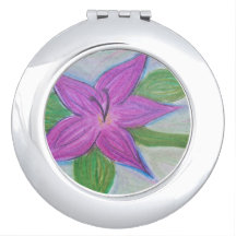 random purple flower compact mirror
