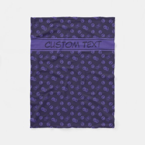 Random Purple Peace Sign Blanket with Custom Text