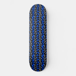 Random Skulls Blue Gray Stripes Skateboard
