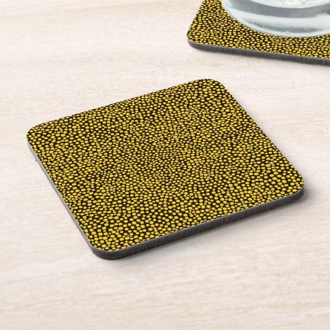 Random Spots - Amber on Black Drink Coaster (Left Side)
