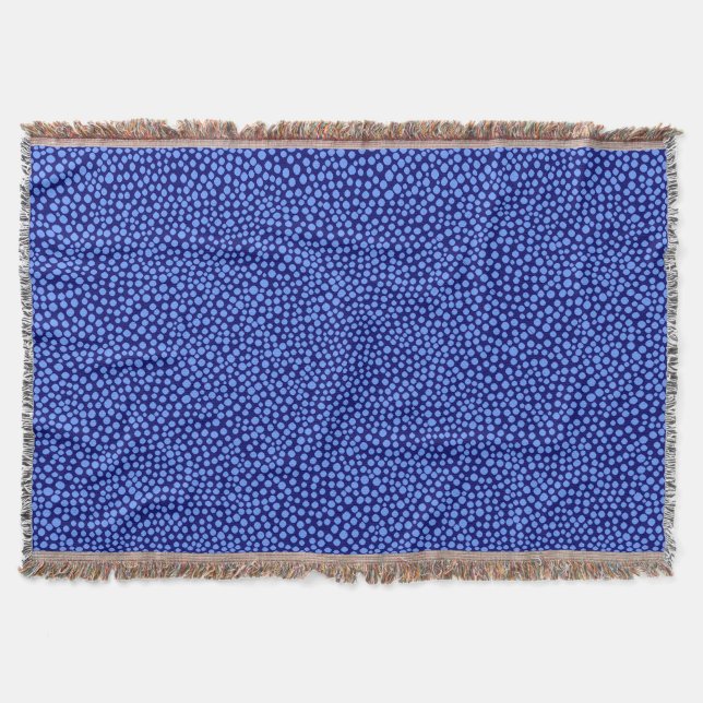 Random Spots - Baby Blue on Deep Navy Throw Blanket (Front)