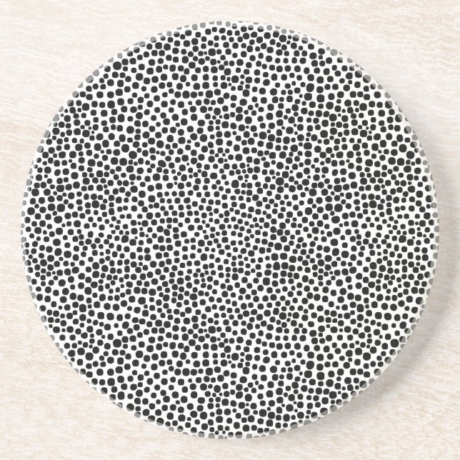 Random Spots - Black on White Coaster (Front)