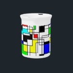 Random Squares Homage To Mondrian Beverage Pitcher<br><div class="desc">Geometric shapes inspired by the work of Piet Mondrian. Irregular lines forming squares and rectangles. Original decorative digital art.</div>