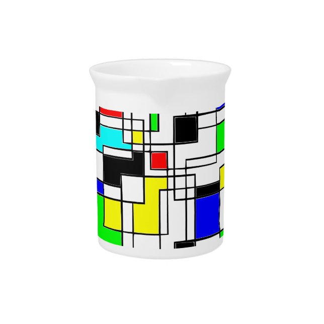 Random Squares Homage To Mondrian Beverage Pitcher (Front)