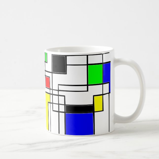 Random Squares Homage To Mondrian Coffee Mug (Right)