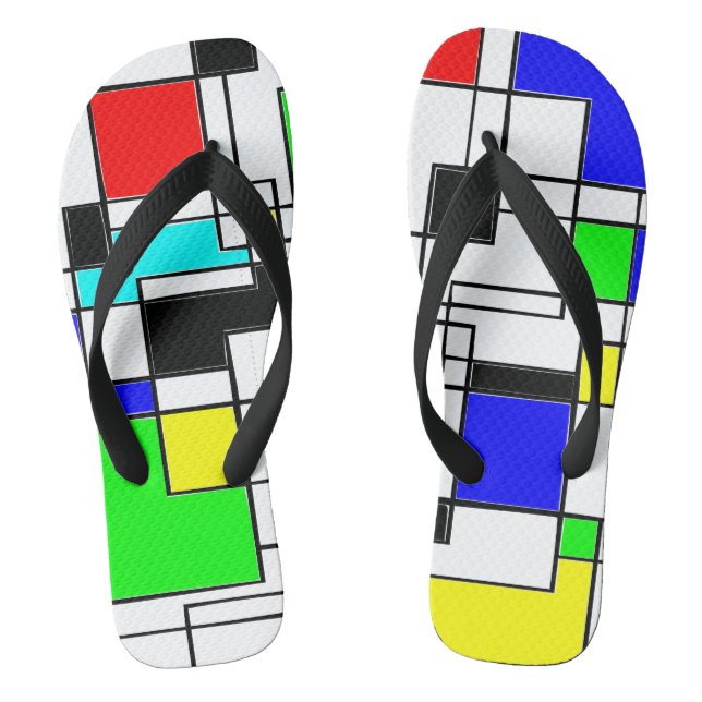 Random Squares Homage To Mondrian Flip Flops (Footbed)