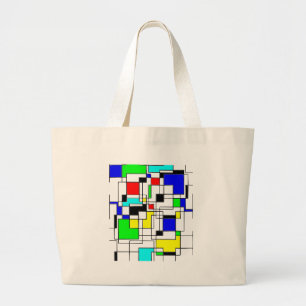 Random Squares Homage To Mondrian Large Tote Bag