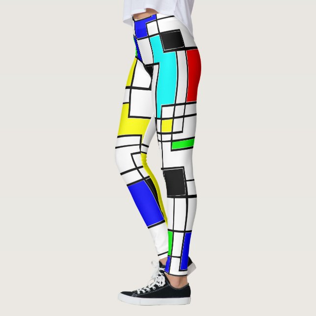 Random Squares Homage To Mondrian Leggings (Left)