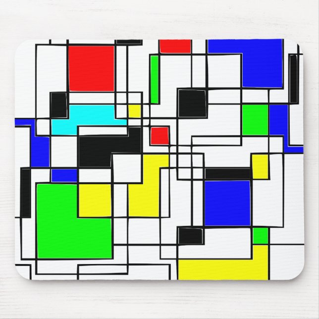 Random Squares Homage To Mondrian Mouse Pad (Front)
