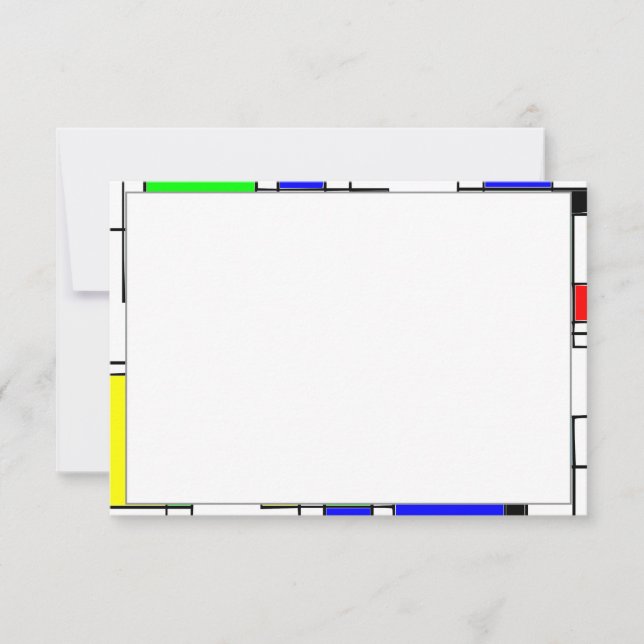 Random Squares Homage To Mondrian Note Card (Front)