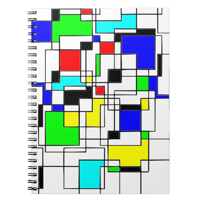 Random Squares Homage To Mondrian Notebook (Front)