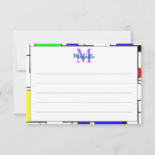 Random Squares Homage To Mondrian Personalized Note Card