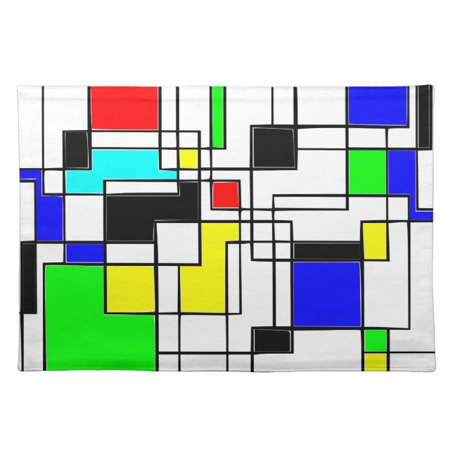 Random Squares Homage To Mondrian Placemat (Front)