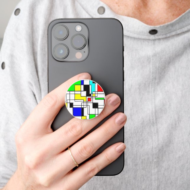Random Squares Homage To Mondrian PopSocket (Hand)