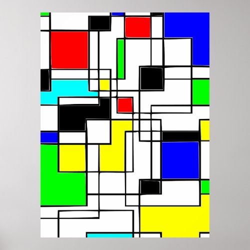 Random Squares Homage To Mondrian Poster