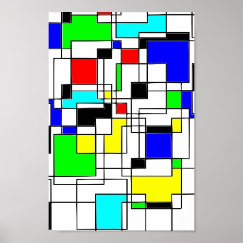Random Squares Homage To Mondrian Poster