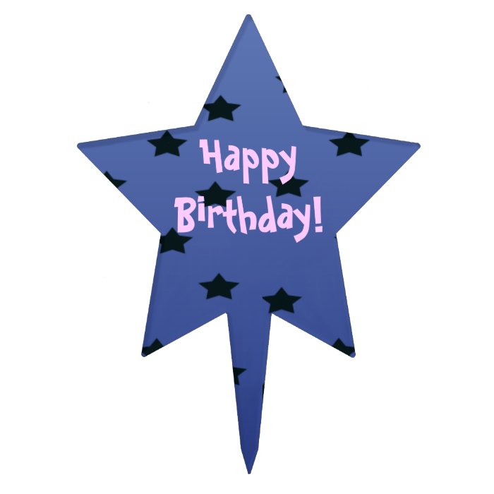 random star blue birthday cake picks