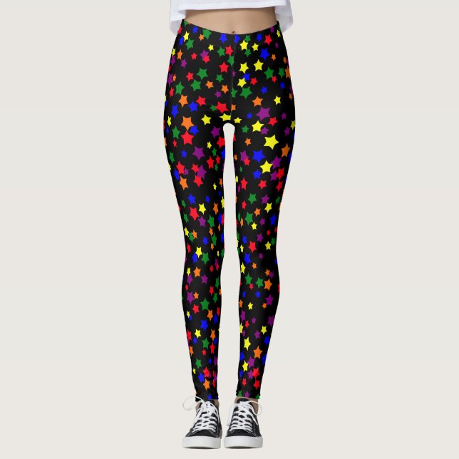 Random Stars Pattern Pride Colors Leggings (Front)