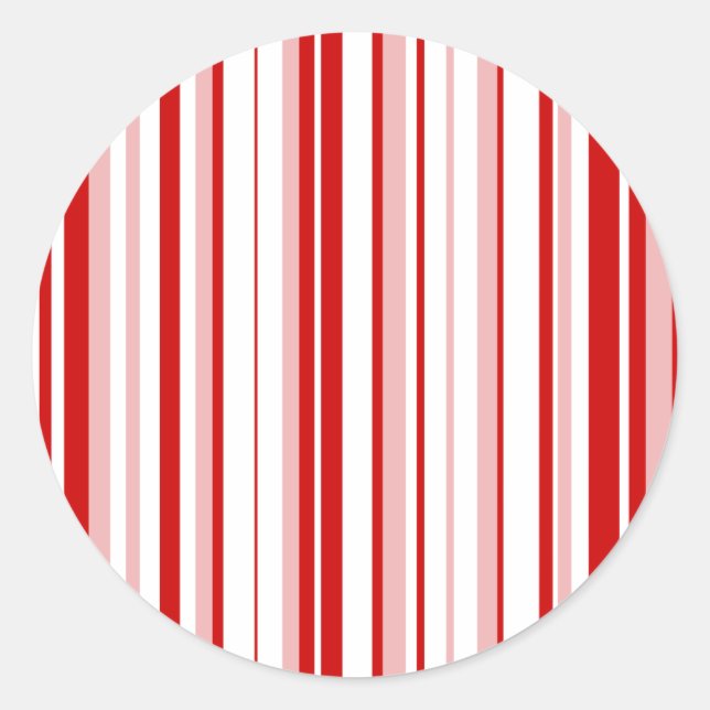 Random Stripes Red + Custom Color Classic Round Sticker (Front)