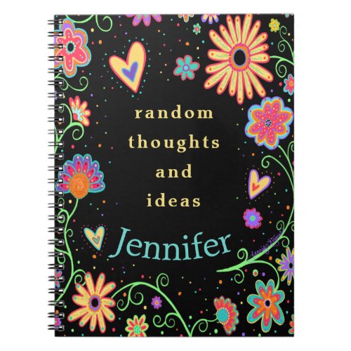 Random Thought and Ideas Floral Personalized Notebook