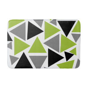 Random Triangles Lime Green Gray Black White Bath Mat