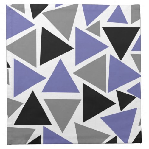Random Triangles Periwinkle Blue Gray Black White Cloth Napkin