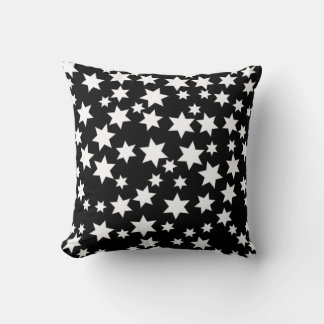 Random White Stars on Black Throw Pillow