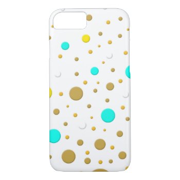 Random Yellow Teal Gold Dots Iphone 8/7 Case by MHDesignStudio at Zazzle