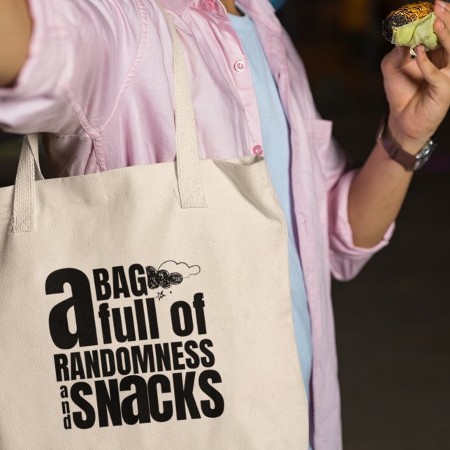 Randomness & Snacks Quirky Modern Stylish Tote Bag (Shop now and infuse your life with the excitement of the unexpected! )