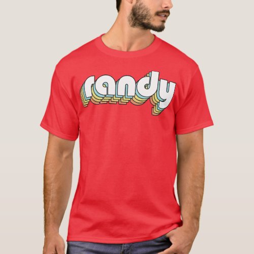 Randy Retro Rainbow Typography Faded Style T_Shirt