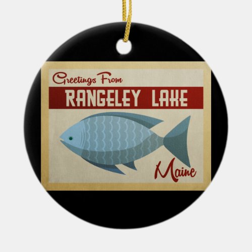 Rangeley Lake Maine Fish Vintage Travel Ceramic Ornament