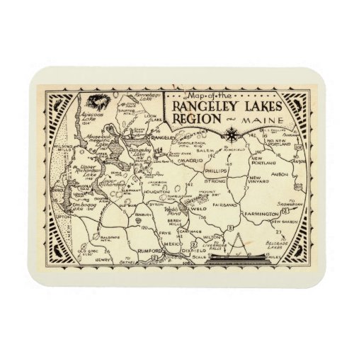 Rangeley Lakes Map Maine Vintage  Magnet