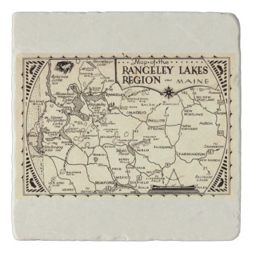 Rangeley Lakes Map Maine Vintage Style Trivet