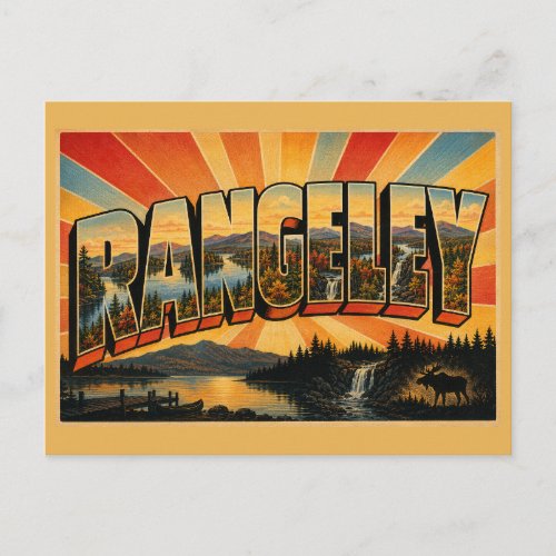 Rangeley Maine Glacial Lakes Mountain Forest Art Postcard