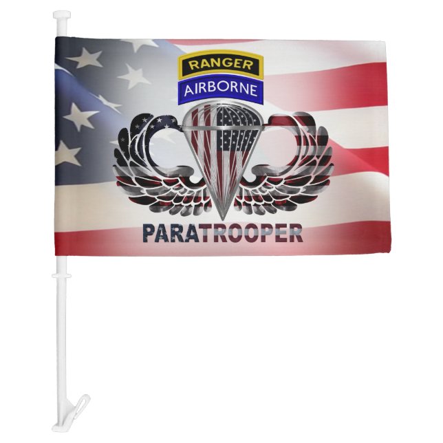 Ranger Airborne Jump Wings  Car Flag (Front)