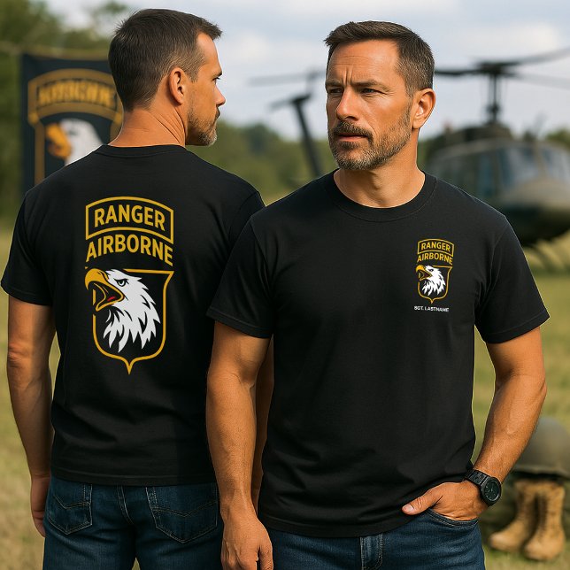 Ranger Airborne Screaming Eagles Personalized T-Shirt (101st Airborne Ranger Personalized Black T-Shirt)
