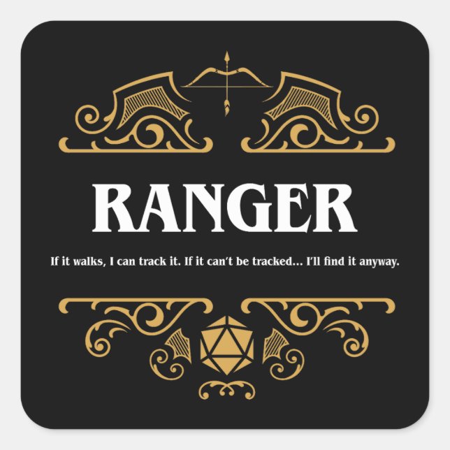 Ranger Class Tabletop RPG Gaming Square Sticker (Front)