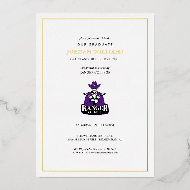 Ranger College Graduation Foil Invitation (Front)